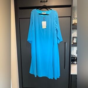Marina Rinaldi Turquoise Blue Pleated Dress NWT